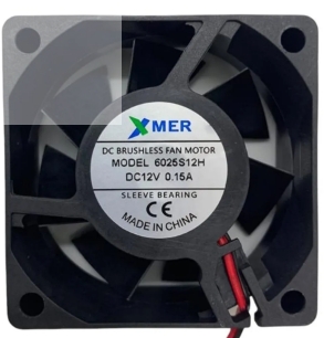 6025S12H 60X60X25 DC 12V 0,15A 2P FAN XMER