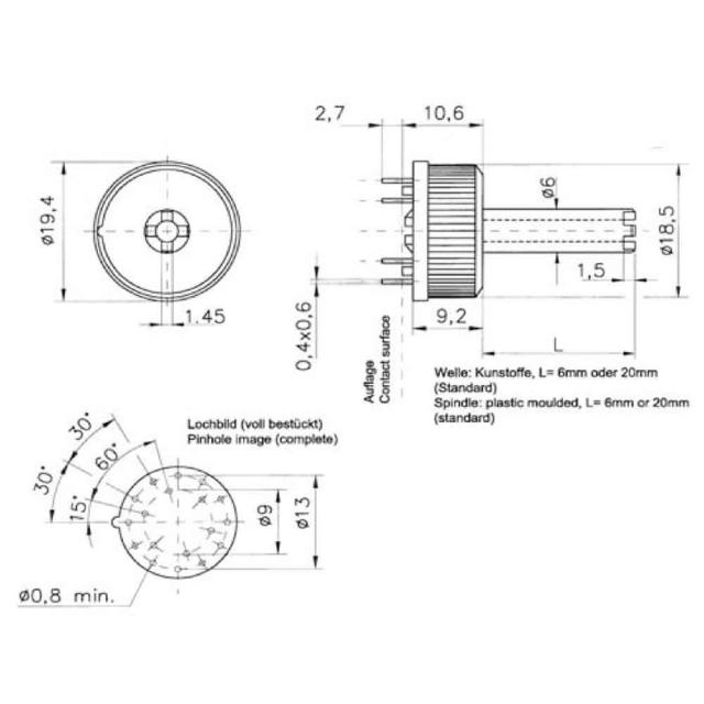 DRM3X4  Switch: rotary; Pos: 4; 0.13A/150VAC; 0.13A/150VDC; Poles  9341900133 AB Elektronik