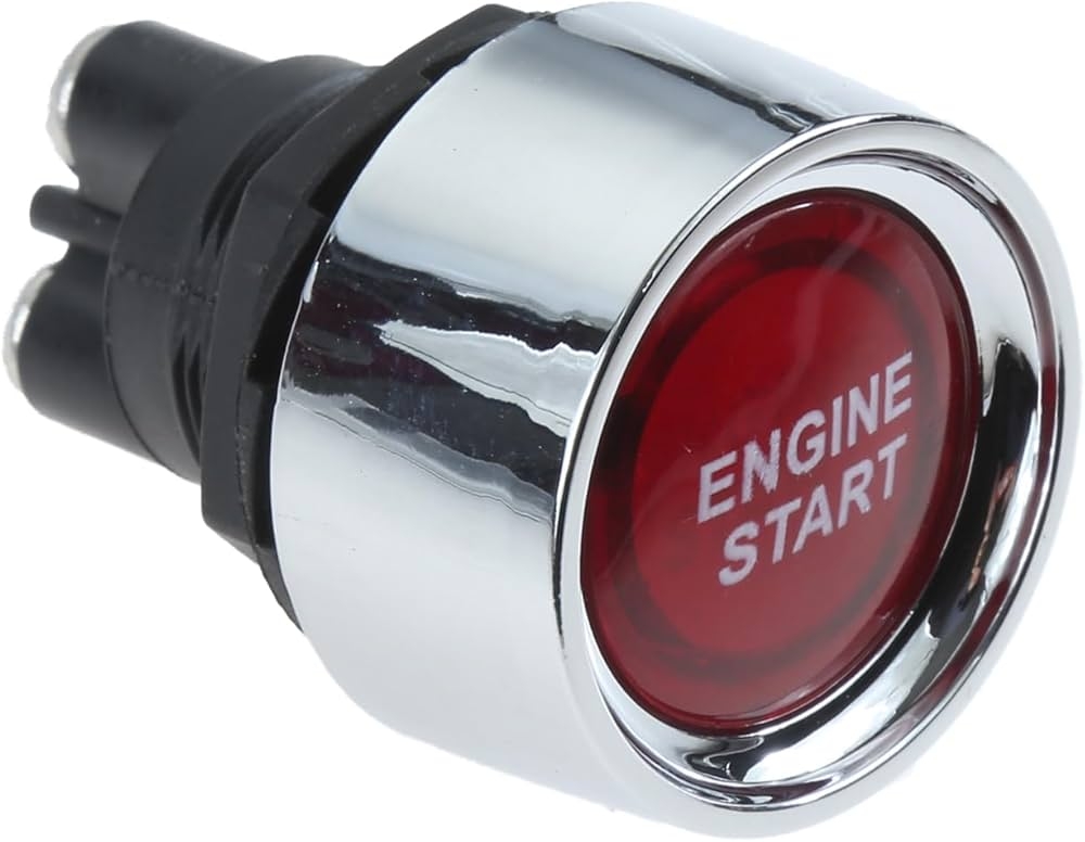 12V MARJ BUTON 50A (VİDALI) KROM ÇERÇEVELİ (22 MM) KIRMIZI IŞIKLI