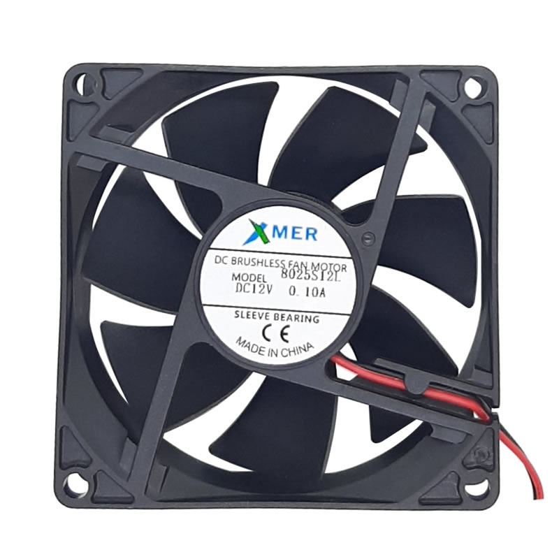 8025S12H 80X80X25 DC 12V 0,10A 2P FAN XMER