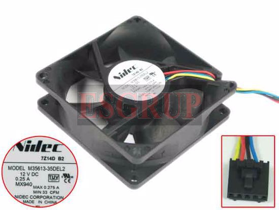 M35613-35DEL2 Server  Square Fan  80x80x25mm 4 UÇLU 12V 0.25A  Nidec