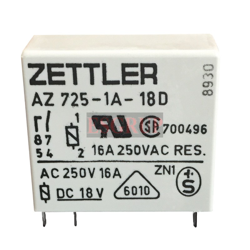 AZ725-1A-18D RÖLE 18VDC 16A 250VAC ZETTLER