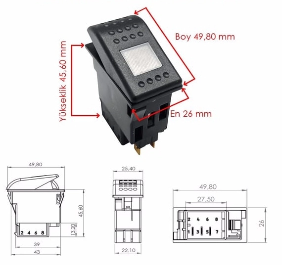 İÇ LAMBA ANAHTARI YM GENİŞ TİP (2 FİŞ TEK DEVRE) BMC -OTOKAR  5517