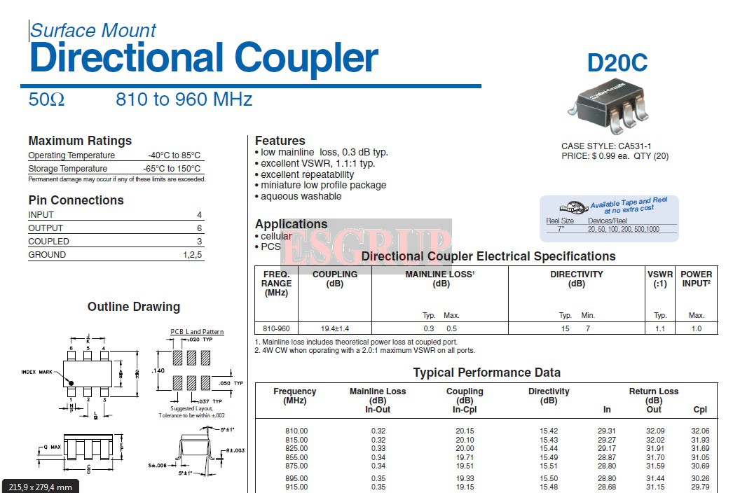 D20C  MINI-CIRCUITS  SOT23-6 
