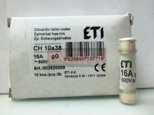 10X38  16A 500VAC PORSELEN SİGORTA  ETI