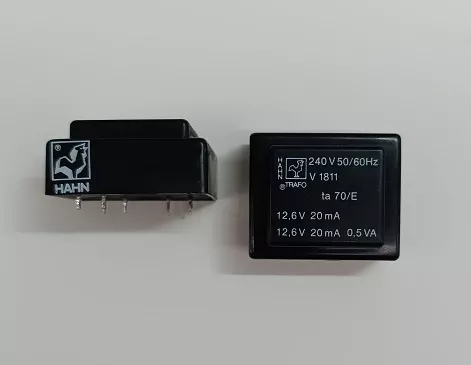 2X12V  0,5VA TRAFO 240V 50/60HZ HAHN TRAFO