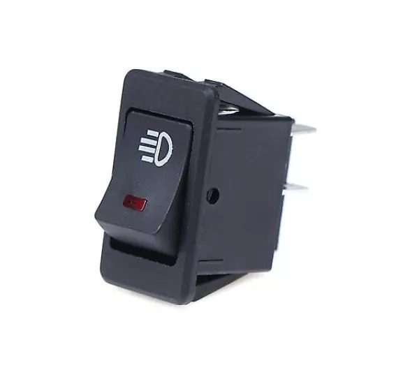 Oto Anahtarı Nokta Işıklı Kırmızı, Far Logolu On-Off (12V-24V) 4Pin