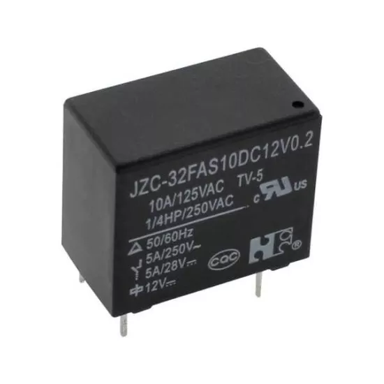 JZC-32FAS10DC12V0.2   RELAY POWER 5A 12VDC SPST-NO (1 Form A) röle