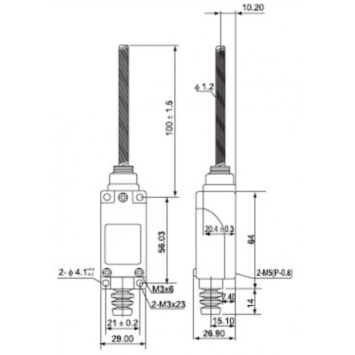 TZ-8167 Spiral Telli  Metal Gövde  Limit Switch IP66  1NO-1NC Kontak  5A 250V  IP66